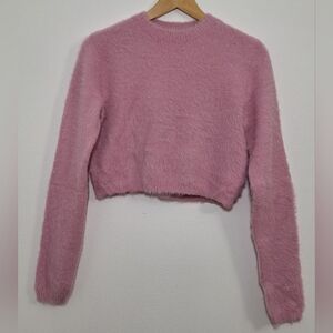 BERSHKA Pink Fuzzy Sweater